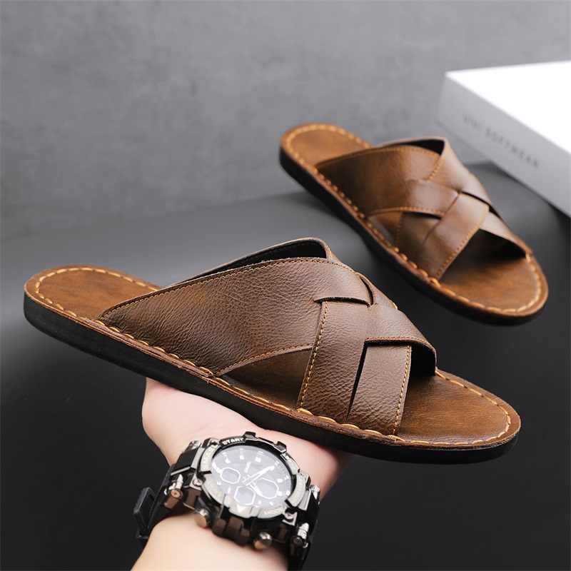 Men'S Shoes Hey Dude - Genuine Leather Men Casual Sandals Summer