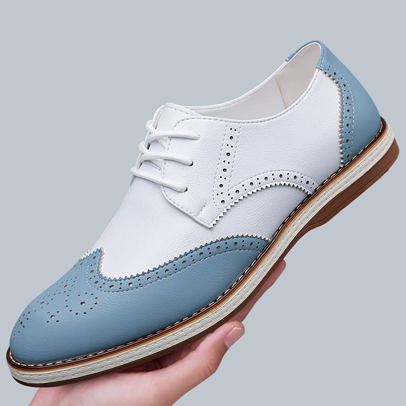 Men'S Shoes Hey Dude - Mens White Blue Two Tone Brogue