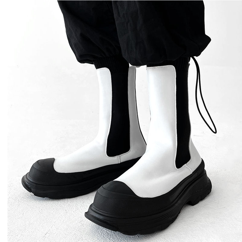Men'S Shoes Black And White - mens fashion punk stage high chelsea