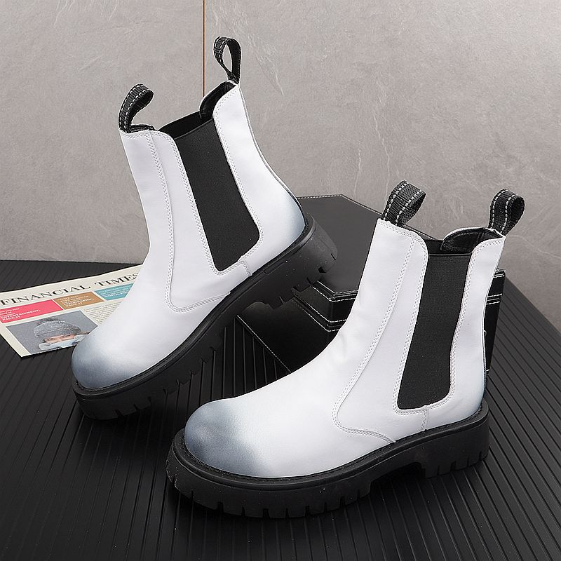 Men'S Shoes Black And White - Men Luxury Fashion Genuine Leather Boots