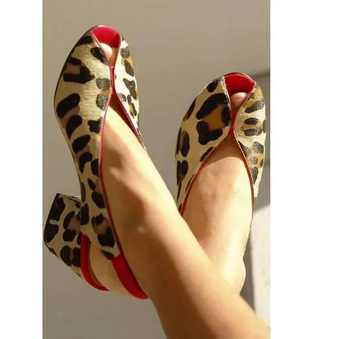 Leopard Print Peep Toe Slingba - огляд і ціна Men Shoes Style