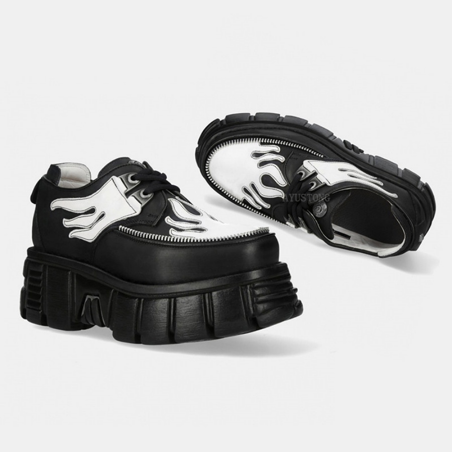 Women Black White Flame Print  - огляд і ціна Men'S Shoes Black And White