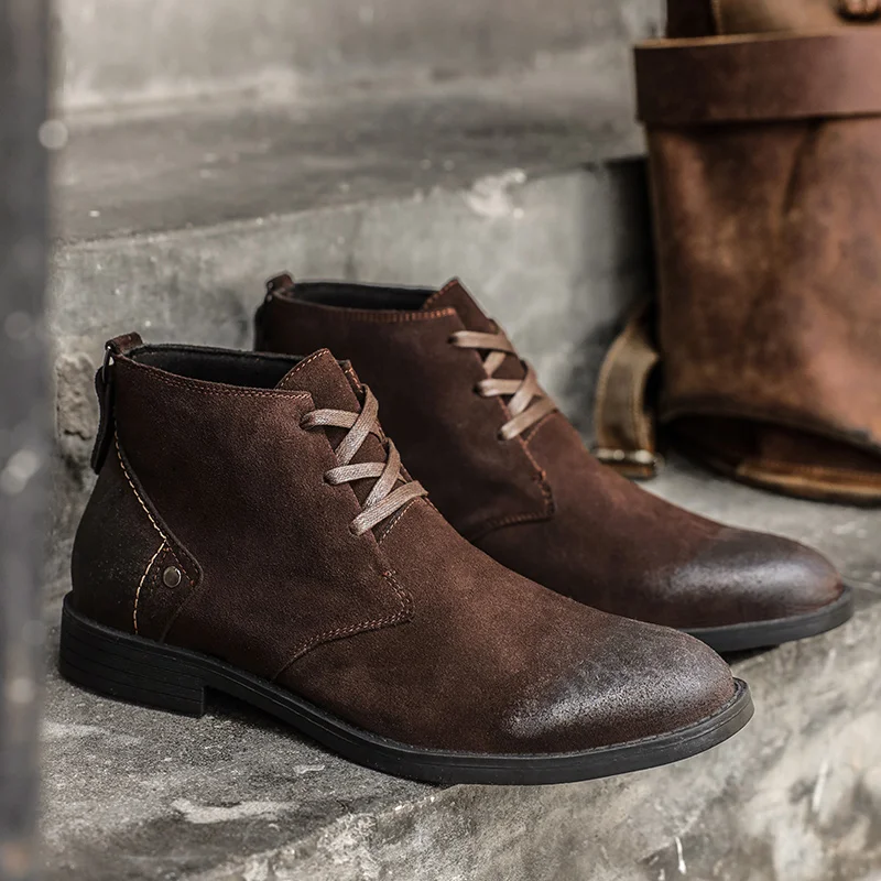 New Cow Suede Ankle Boots Hand - огляд і ціна Men'S Shoes Zipper