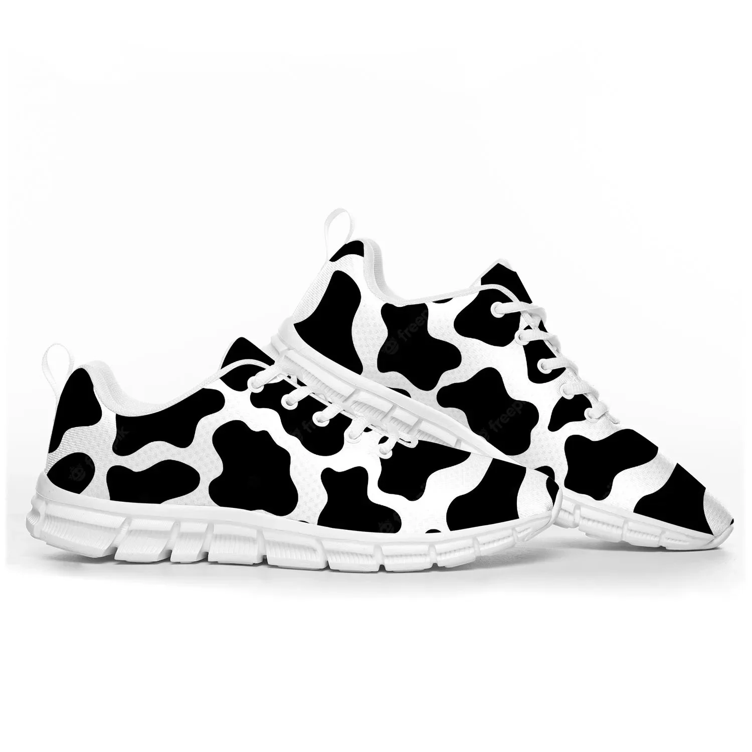 Cow Print 3D Pattern Sports Sh - огляд і ціна Men'S Shoes Black And White