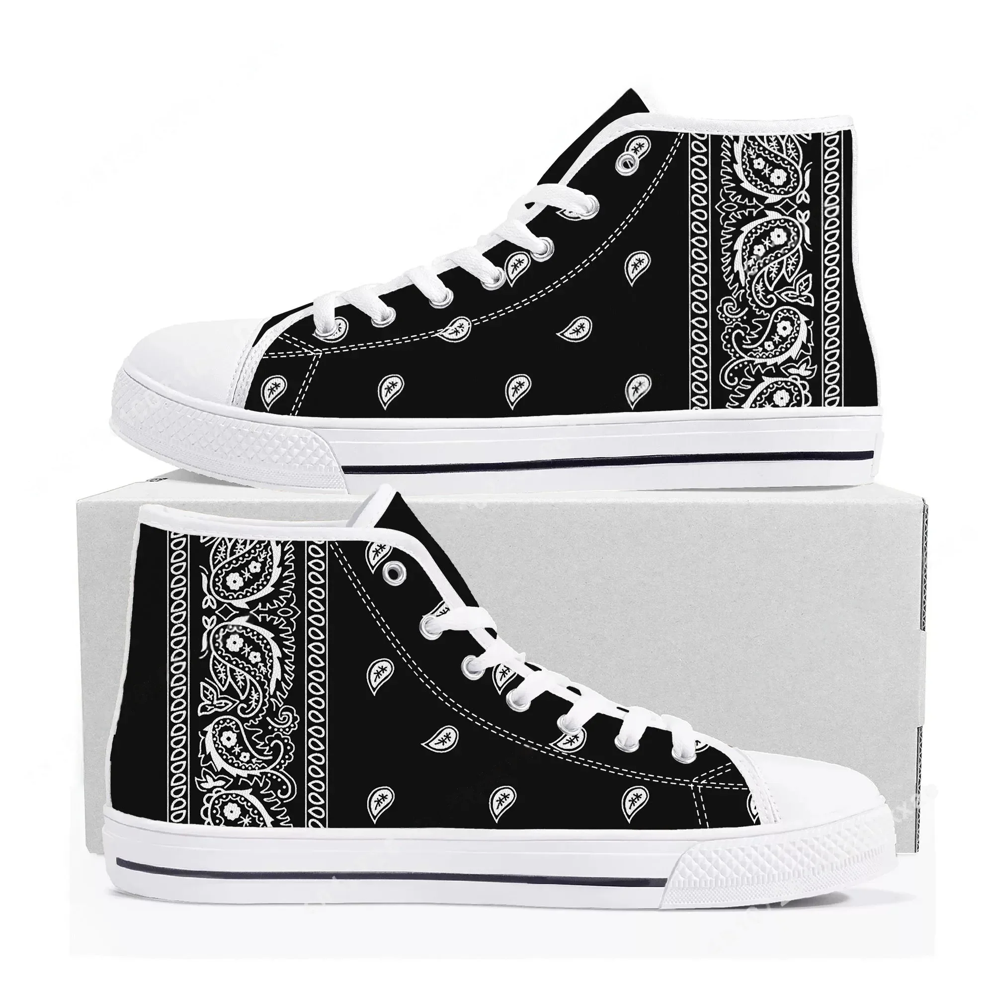Bandana Paisley High Top Sneak - огляд і ціна Men'S Shoes Black And White