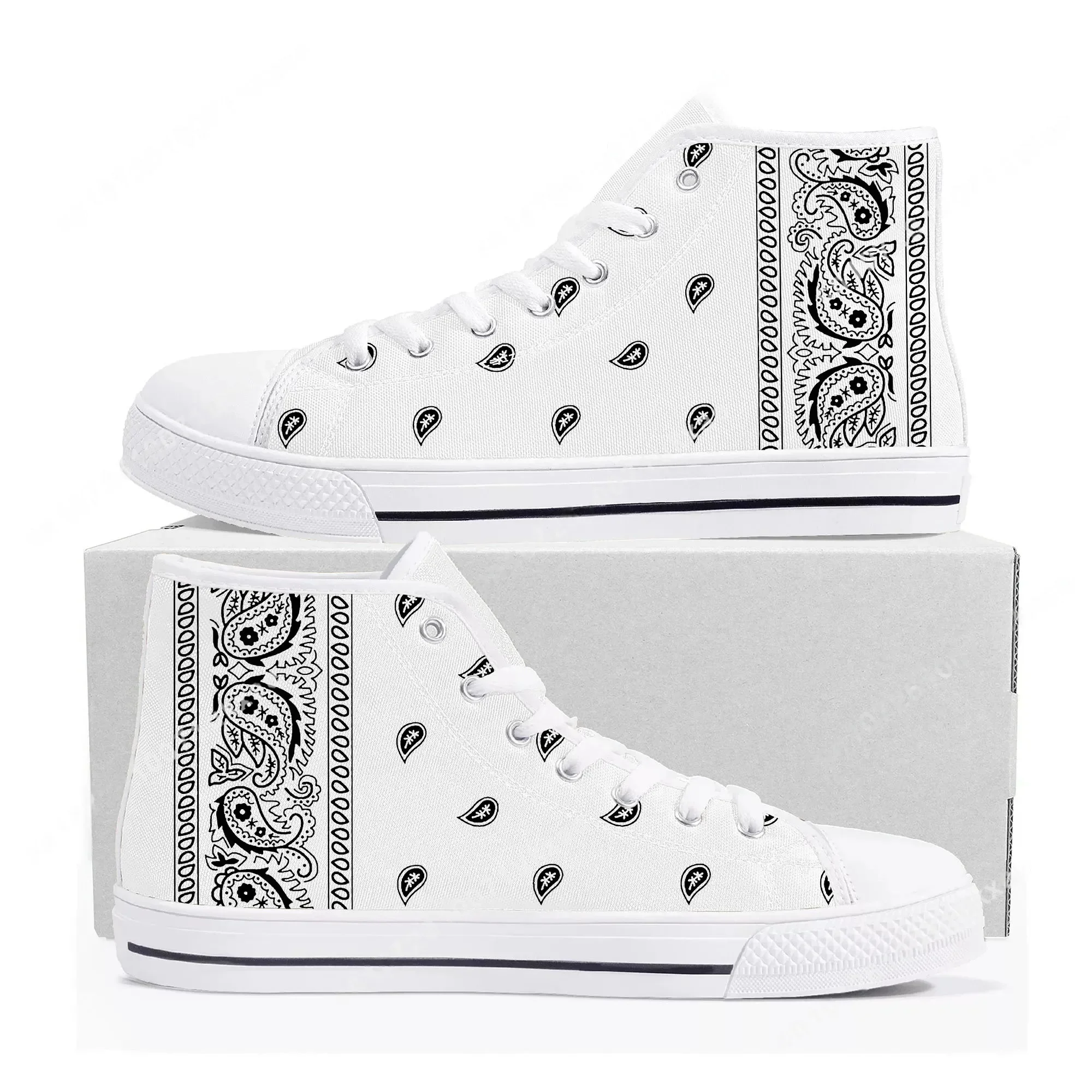 Bandana Paisley High Top Sneak - огляд і ціна Men'S Shoes Black And White