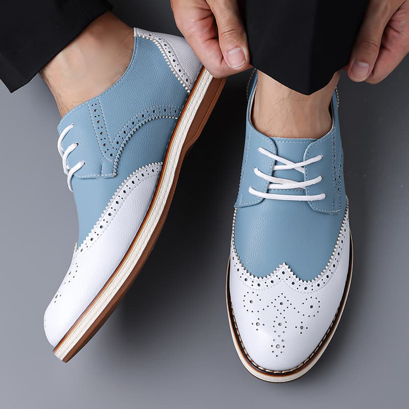 Mens White Blue Two Tone Brogu - огляд і ціна Men'S Shoes Hey Dude