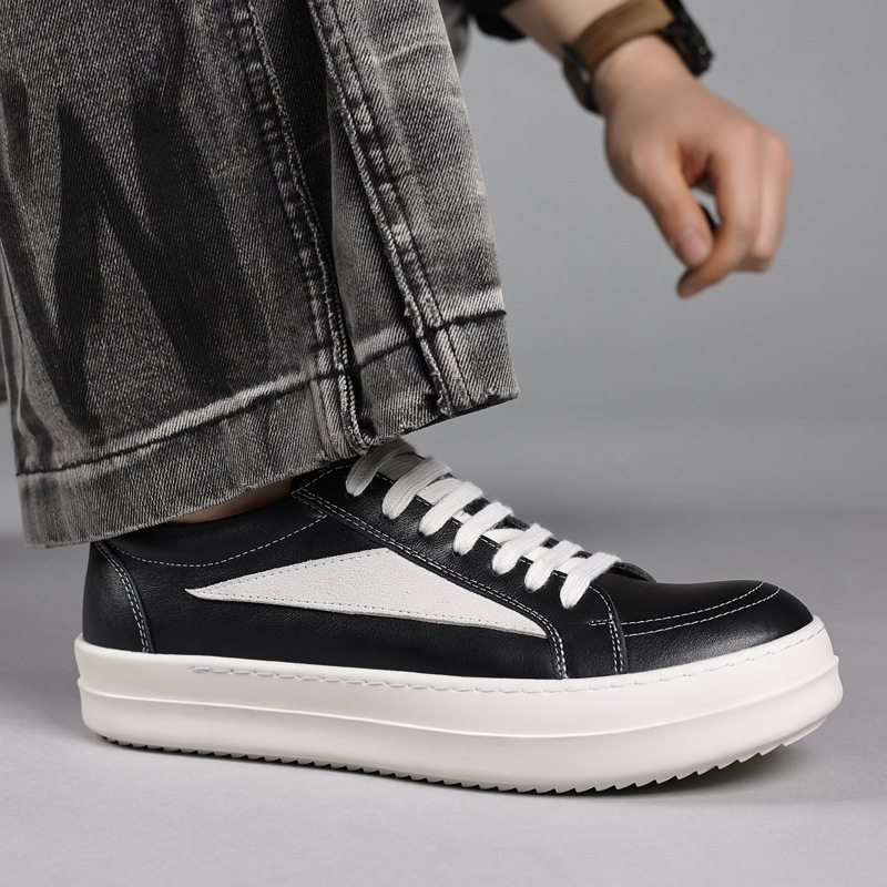 Mens Black Genuine Leather Pla - огляд і ціна Men'S Shoes Black And White